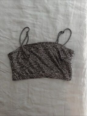 H&M Black Sequin Cropped Cami Top